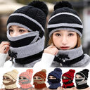 Winter Hat For Women 3pcs Knitted Beanie Scarf