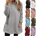 Women's Fleece Pullover Long Sweater With Pockets Winter