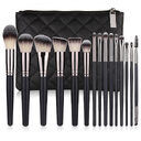 15 Makeup Brushes Set Full Matte Black Tools