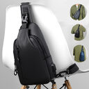 Black Sling Crossbody Backpack Shoulder Bag For Men