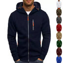 Men's Casual Zipper Hooded Sweater Solid Color Sports