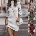 Women's Turtleneck Long Sweater Winter Fashion Sleeve Dress