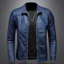 Men's Leather Motorcycle Jacket Thin Coat