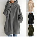 Women's Fuzzy Hoodies Long Sport Pullover Hoodie Full-Zip