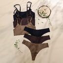 Women Seamless Bra Set Sexy Thong Low Waist