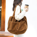 Ins Corduroy Shoulder Bags Drawstring Multi-pocket Handbag Women