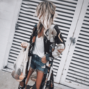 European and American printed chiffon cardigan plus long