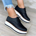 Lace-up Shoes Thick Bottom Checkerboard Design Flats Women