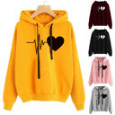 Heart Print Streetwear Hoodies Women Sweatshirt Spring Autumn