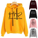 Heart Print Hoodie Sweatshirt Pullover Tops Women Long