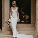 Little White Evening Gown With Train Brigade Shot