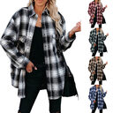 Plaid Shirt Women Spring Mid-length Loose Blouse Turndown