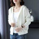 Hooded Sweater Coat Women Long Sleeve Single-breasted Sweaters