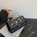 Chain Crossbody Bag Women Handbag Glitter Crystals Plain