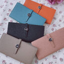 Genuine Leather Women Wallets Luxury Long Hasp Lychee