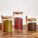 Wood Spoon Glass Storage Tank Set Food