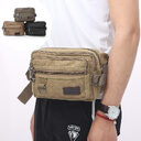 Canvas Fanny Pack With 4-Zipper Pockets Men Waist