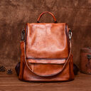 Genuine Leather Anti Theft Backpack Cowhide Large Capacity