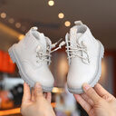 Kids Leather Boots Waterproof Children Sneakers Beige Toddler