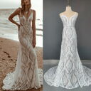 Vestido Bohemian Wedding Dress V Neck Lace Boho