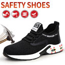 Black Sneakers Men Work Safety Shoes Lightweight Breathable