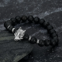 Asgard Crafted Grey Wolf Head And Lava Stone