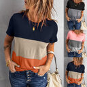 Match Color Short - Sleeved T-shirt Women Loose