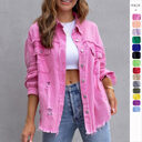 Fashion Ripped Shirt Jacket Female Autumn And Spring