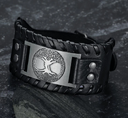 Asgard Crafted Leather Buckle Arm Cuff With Metal