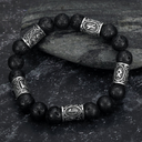 Asgard Crafted Silver Rune And Black Lava Stone