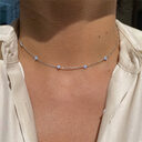 Ins Style Fashion Blue Flower Necklace Vacation Beach