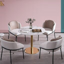 Chair Marble Small Round Table And Iron Art