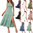 New Summer Fashion Women's One-shoulder Pleated Layered Hem