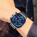 Men's Calendar Watch Business Stainless Steel Luminous Quartz