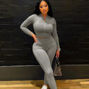 Women's Clothing New Stand Collar Long-sleeve Zipper Top