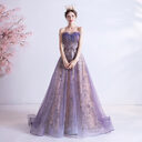Strapless Purple Sequin Starry Dress Wedding