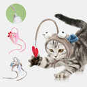 New Head Wearing Feather Funny Cat Stick Toy