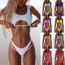 Bikini Women's Solid Color Split Swimsuit Hollow Snake