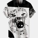 Mens Music Drum Splicing Casual Shirt