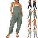 Summer Women's Loose Sleeveless Jumpsuits Spaghetti Strap Long