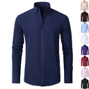 Solid Long Sleeve Shirt Fashion Slim Lapel Button