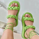 Strappy Sandals Candy Color Weave Flats Shoes Women