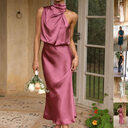 Sleeveless Halter Neck Dress Summer Fashion Temperament Evening
