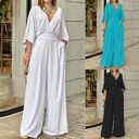 Women's Jumpsuit V-neck Solid Color Summer Trendy Fashion