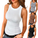 Basic Shirt Round Neck Sleeveless Tops Camisole Women