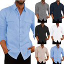 European And American Men's Shirt Double Pocket Cotton