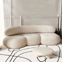 Curved Lamb Cashmere Fabric Sofa In The Living