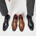 British Lace Up Block Carved Leather Shoes