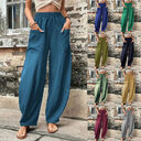 Women's Harem Pants With Pockets High Waisted Casual