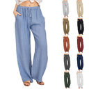 Soft Casual Drawstring Tie Trousers Summer Elastic Waist